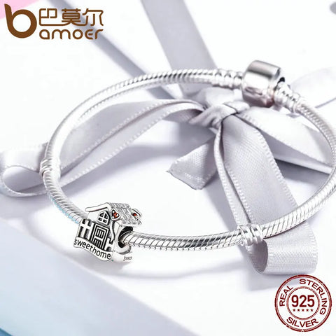 BAMOER Fashion New Genuine 100% 925 Sterling Silver Sweet Home Loft Villa Charms fit Bracelets DIY Fine Jewelry SCC416
