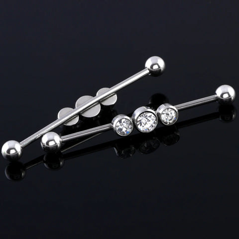 1PC Steel Crystal Industrial Piercing Cartilage Earrings Ear Industrial Barbell Piercing Bar Barbell Orelha Body Jewelry