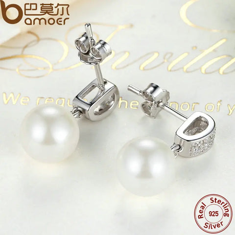 Drop Earrings Fine Jewelry Female Drop Earrings with Pearls Earrings 925 Sterling Silver Jewelry Mother's Day Gift SCE006