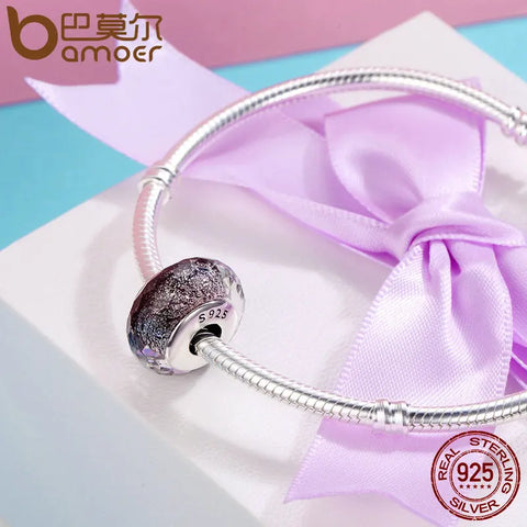 BAMOER High Quality 925 Sterling Silver European Pattern Murano Glass Charm Beads fit Women Bracelets & Bangles Jewelry SCZ061