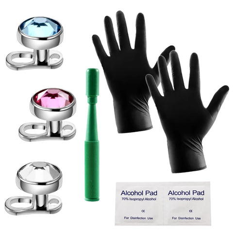 8Pcs/lot G23 Titanium Dermal Leather Drill of Tools Kit Jewelry Tops Skin Piercing Surface Hide it with 14G Screw Body Jewelry
