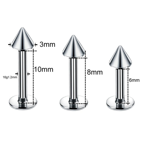 1Pcs Surgical Stainless Steel Labret Stud Nose Lip Taper Tongue Piercing Ear Tragus Cartilage Earring Body Jewelry