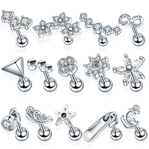 1Pc Steel Ear Cartilage Stud Helix Tragus Piercing Crystal Barbell Piercing Orelha Ear Stud Earrings for Women Body Jewelry
