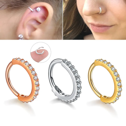 1Pc Trendy Crystal Nose Rings and Studs Rhinestone Copper Nose Ring Hoop Septum Piercings Nostril Hoop Sexy Body Jewelry