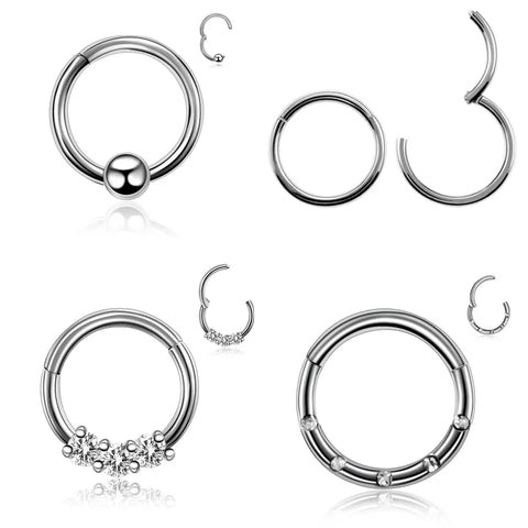 1PC Stainless Steel Septum Nose Clicker Piercing Segment Hinged Rings Fake Nose Ring Ear Nose Piercing Body Jewelry