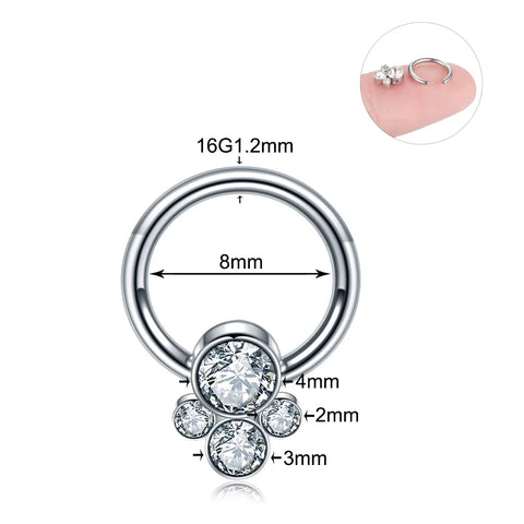 New Arrival 316L Surgical Steel Captive Bead Septum Clicker Nose Ring Nose Hoop Ring Ear Tragus Cartilage Body Piercing Jewelry