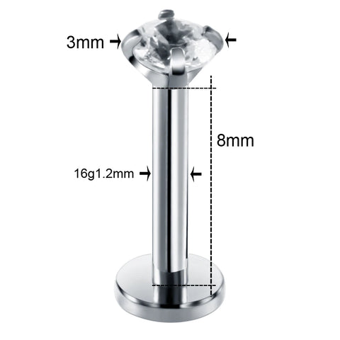 1Pc Steel 16G Labret Tragus Cartilage Earring Punk Cz Round Tragus Lip Ring Crystal Ear Cartilage Earring Piercing