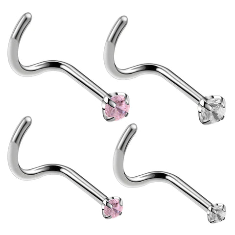 20G Fashion Stainless Steel Crystal Rhinestone Nose Studs Bar Pin Nose Rings Body Piercing Jewelry For Women