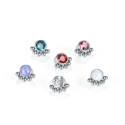 1Pc Surgical Steel Micro Dermal Piercings Dermal Anchor Round CZ Crystal Top Piercings Skin Diver Piercing Sexy Body Jewelry