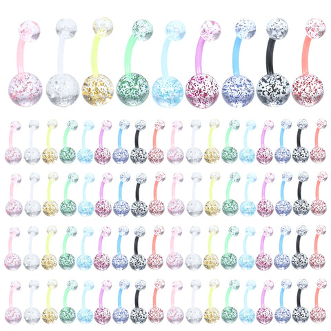 90Pcs/set Acrylic Belly Bars Piercing Navel Ring Piercing Women Piercing Belly Button Rings Sexy Body Jewelry Piercings 14G