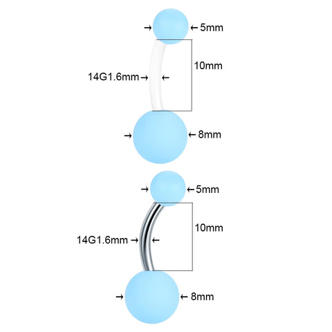 6Pcs/set Acrylic Ball 14G Belly Button Ring Navel Nombril Piercing Steel Barbell Navel Ring Sexy Women Body Piercing Jewelry