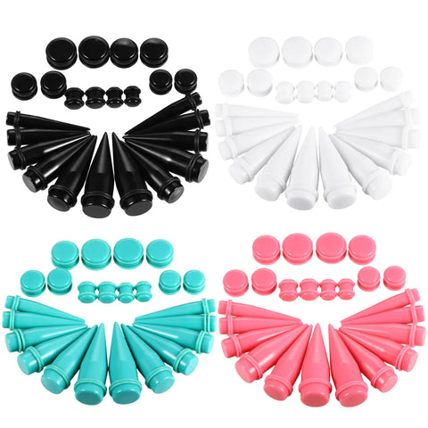 24Pcs/lot Black Acrylic Big Gauges Kit Spiral Ear Taper Tunnel Plug Ear Stretching Expander Kit Body Piercings Jewelry 10-20mm