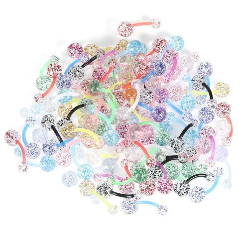 90Pcs/set Acrylic Belly Bars Piercing Navel Ring Piercing Women Piercing Belly Button Rings Sexy Body Jewelry Piercings 14G