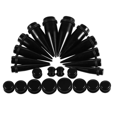 24Pcs/lot Black Acrylic Big Gauges Kit Spiral Ear Taper Tunnel Plug Ear Stretching Expander Kit Body Piercings Jewelry 10-20mm