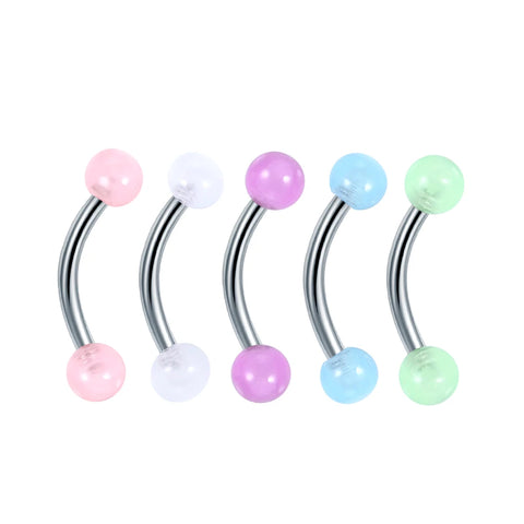 50Pcs/set Acrylic Ball Eyebrow Ring Stainless Steel Barbell Eyebrow Piercing Glow in the Dark Barbell Piercing Body Jewelry 16G