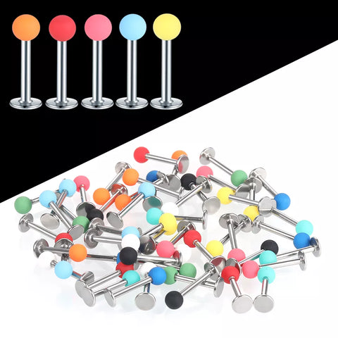 50Pcs/set Mixed Colors Acrylic Labret Monroe Lip Ring Tragus Helix Earring Stud Barbell Cartilage Earrings Stud Piercing Jewelry