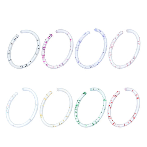 8Pcs/set Bioplast Flexible Nose Ring Luminous Septum Clicker Piercing Nose Segment Hinged Lip Ring Nose Piercing Body Jewelry