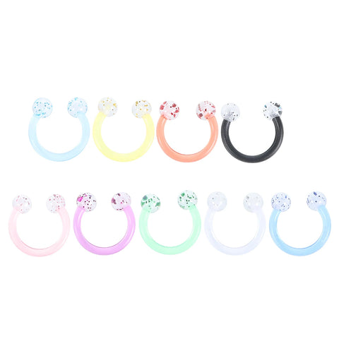 90Pcs/set Acrylic Horseshoe Circular Septum Nose Ring 16G Nipple Hoops Nose Septum Eyebrow Ear Piercing Body Jewelry Wholesale