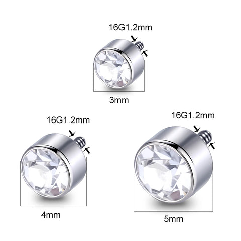 1Pc/10Pcs Titanium CZ Crystal Dermal Anchor Top Piercing Skin Diver Surface Labret Tongue Nose Ring Top Body Piercing Jewelry