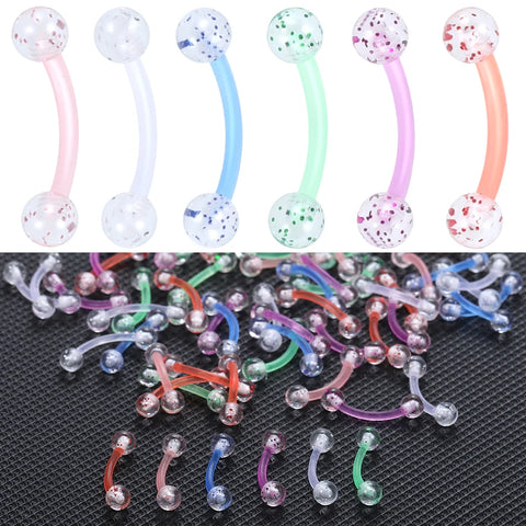 60Pcs/lot Acrylic Eyebrow Banana Piercing Ring Curved Barbell Lip Ring Snug Daith Helix Rook Earring Cartilage Tragus Jewelry