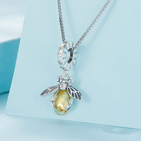 Bamoer 925 Sterling Silver Delicate Bee Pendant Necklace for Women Valentine Gift Silver Chain Fine Jewelry
