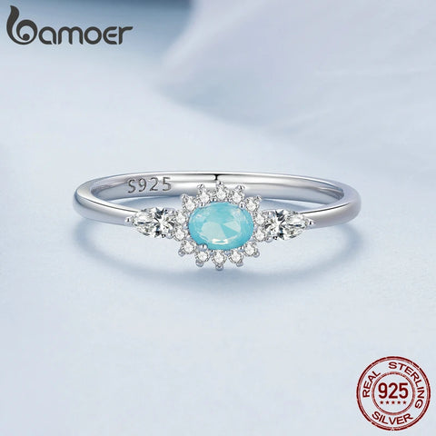BAMOER 925 Sterling Silver Band Victorian Style Halo Engagement Rings for Women Luxury Wedding Jewelry