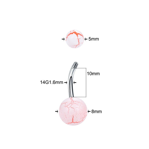 6Pcs/set Colorful Acrylic Ball Belly Piercing Set 316L Surgical Steel Bar Belly Button Ring Navel Piercing Body Jewelry 14G