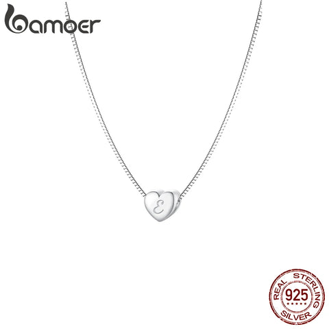 BAMOER 925 Sterling Silver Heart Initial Necklaces for Women Girls - 14K Gold Filled Heart Pendant