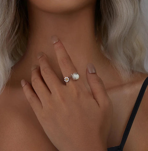 BAMOER 925 Sterling Silver Animal Open Rings for Women, Luminous Firefly Ring High Polish Comfort Fit Adjustable Ring