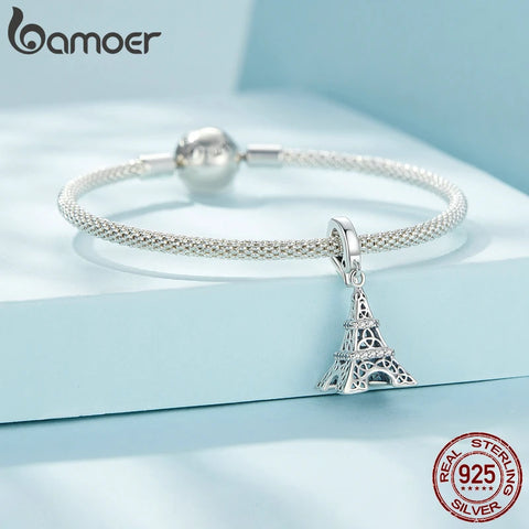 BAMOER 925 Sterling Silver Charm Dangle Pendant for Charm Bracelets and Necklaces Moon Astronaut Moonstone Pendant for Women