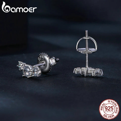 Bamoer S925 Sterling Silver Moissanite Starry Stud Earrings Star Earrings for Women Engagement Wedding Fine Jewelry Gift MSE034