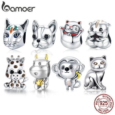 BAMOER 925 Sterling Silver Ancient Egypt Cat Charm for Original Bracelet Bangle DIY Accessories SCC1859