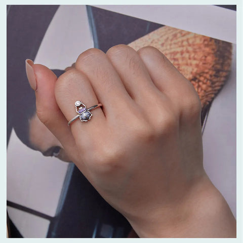 Bamoer 925 Sterling Silver Scarab Opening Ring Insect Adjustable Finger Ring for Women Pave Setting CZ Fine Jewelry SCR903