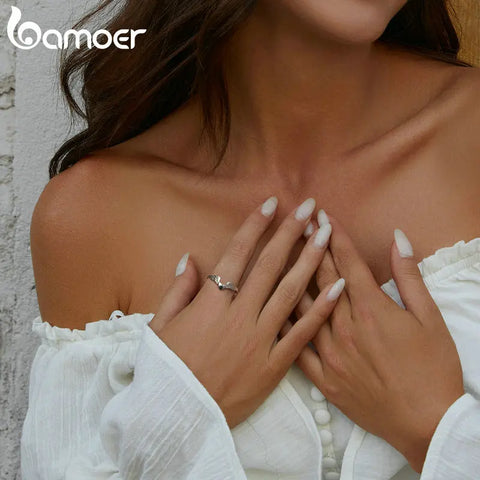 BAMOER 925 Sterling Silver Feather Angel Wings Adjustable Dainty Thumb Ring for Women Sympathy Memory Jewelry Gifts