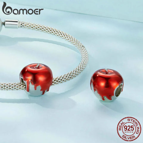 Bamoer 925 Sterling Silver Christmas Collection Santa Claus Charm Apple Beads for Women Bracelet & Bangle DIY Christmas Gift