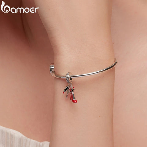 Bamoer 925 Sterling Silver Travelling Charms fit for Silver Snake Bracelet Bangle Balloon Pendant Dainty Camera Beads Jewelry