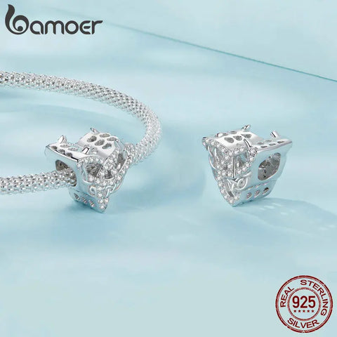 BAMOER Moon Charm 925 Sterling Silver Celtic Crescent Moon Goddess Pendant Irish Good Luck Beads Fit Original Charm Bracelet
