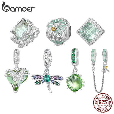 Bamoer 925 Sterling Silver Butterfly Heart Pendant Charms Bee and Daisy Beads  for Women Bracelet and Necklace DIY