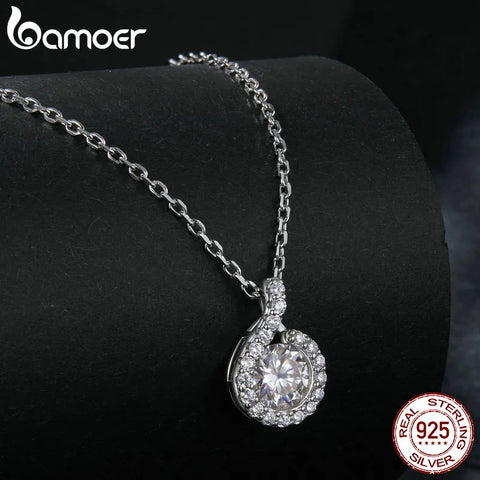 BAMOER Moissanite Necklaces for Women, 925 Sterling Silver Moissanite Platinum Plated Dainty Necklace for Women(17.7 inches)