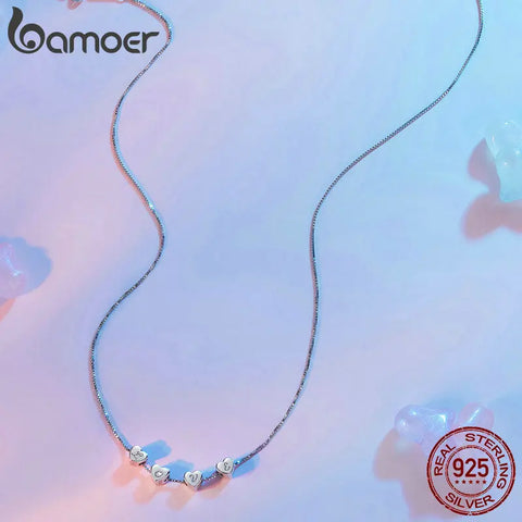 BAMOER 925 Sterling Silver Heart Initial Necklaces for Women Girls - 14K Gold Filled Heart Pendant