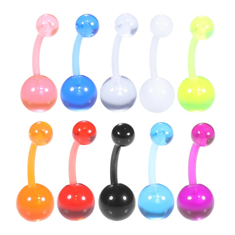 100Pcs/set Acrylic Belly Button Rings Women's Fashion Navel Barbell Rings Punk Style Navel Piercing Ombligo Body Jewelry 14G