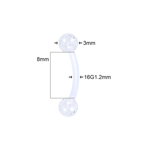 60Pcs/lot Acrylic Eyebrow Banana Piercing Ring Curved Barbell Lip Ring Snug Daith Helix Rook Earring Cartilage Tragus Jewelry