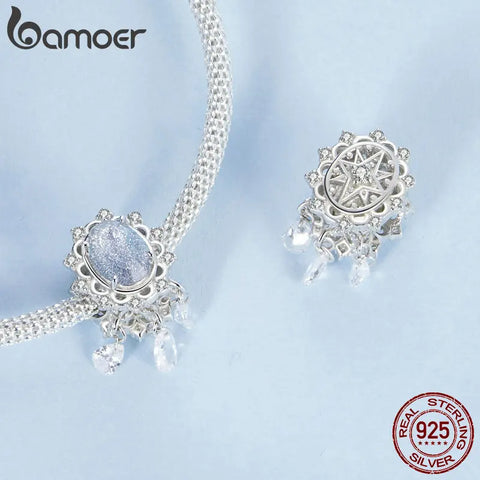 BAMOER 925 Sterling Silver Elegant Star Dreamcatcher Inspiration Series Charm fits Bracelets and Necklace Pendant Bead Charms