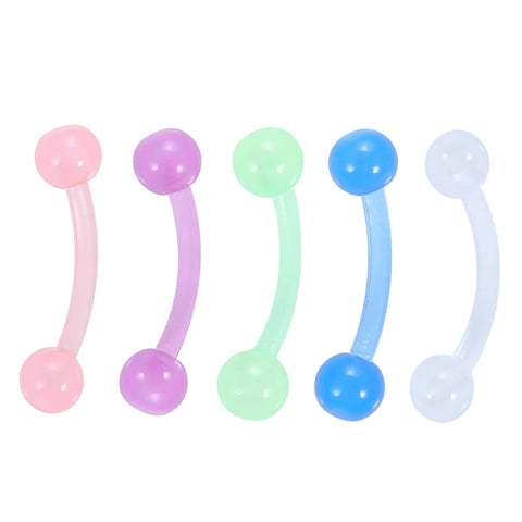 50Pcs/lot Acrylic Eyebrow Piercing Lot 16G Tongue Piercing Luminous Curved Barbells Eyebrow Ring Body Piercing Jewelry