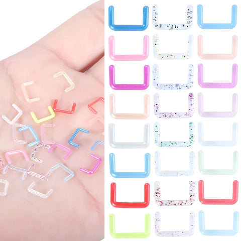 8Pcs/lot Acrylic Luminous U Shaped Nose Stud Punk Style Open Septum Nose Ring Industrial Helix Tragus Ring Body Piercing Jewelry