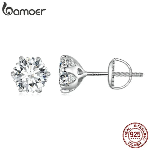 Bamoer 1.0 CT Moissanite Stud Earrings Heart Prong Lab Diamond Earrings for Women 925 Sterling Silver for Engagement Wedding