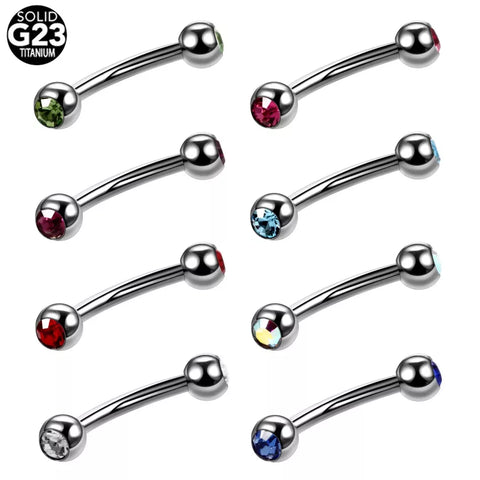 1Pc Titanium Eyebrow Ring Curved Barbells Eyebrow Piercing Crystal Earring Piercings Bar Body Jewelry Helix Piercing Ring 16G