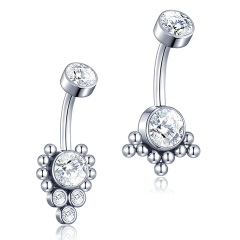 1Pc Stainless Steel Navel Belly Ring Internally Threaded Crystal Ball Belly Button Ring Sexy Women Body Piercing Jewelry 14G