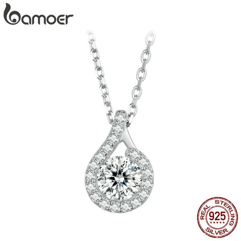 BAMOER Moissanite Necklaces for Women, 925 Sterling Silver Moissanite Platinum Plated Dainty Necklace for Women(17.7 inches)