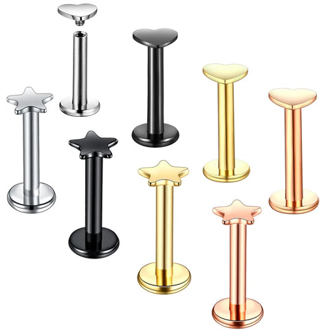 1Pc Stainless Steel Lip Labret Piercing Star Heart Monroe Lip Stud Helix Tragus Conch Ear Piercing Cartilage Earrings Jewelry